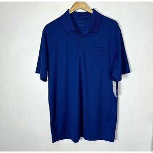 Nike Dri Fit Micro Pique 2.0‎ Men's Large Golf Polo DC2103-431 Blue Chest Pocket